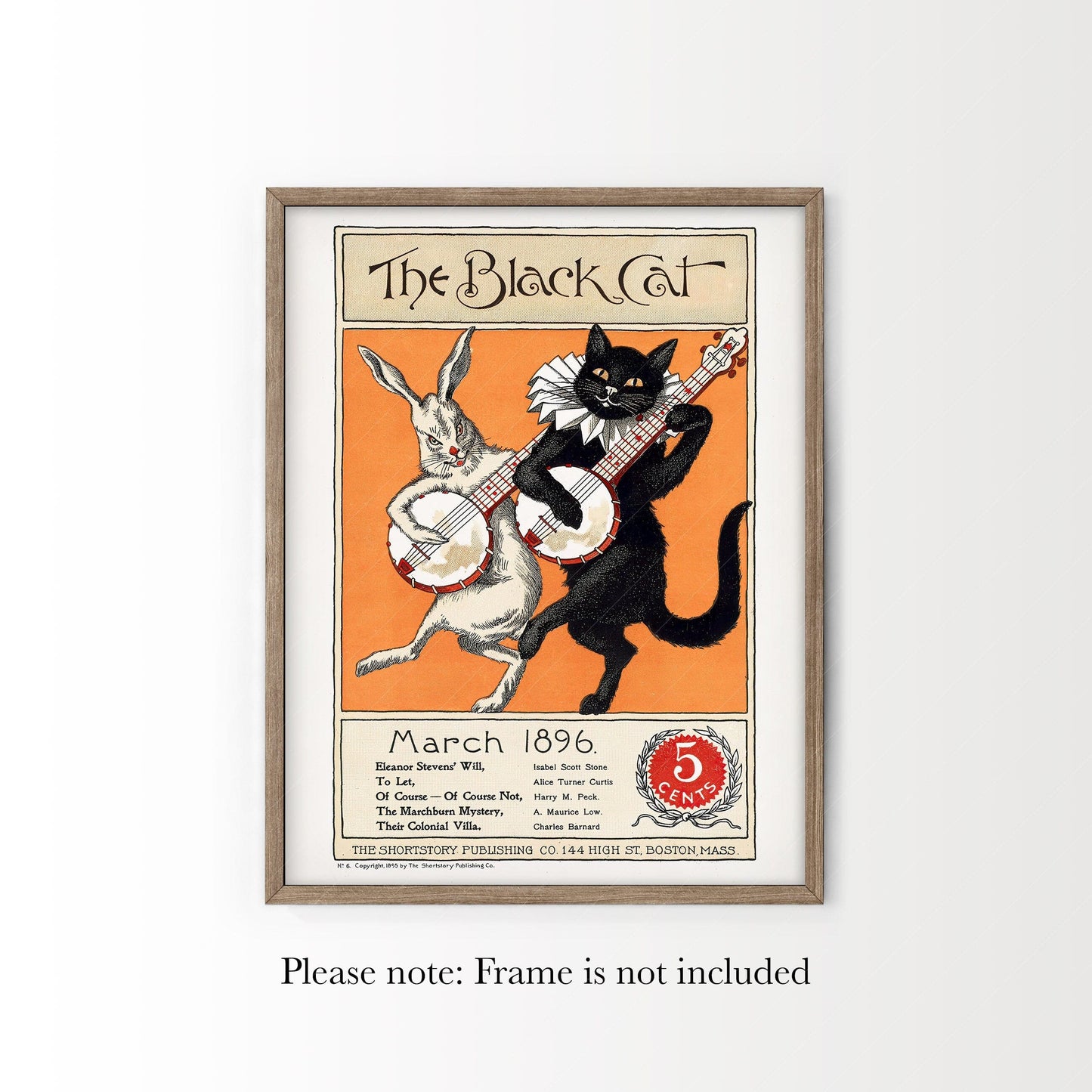 The Black Cat, Cover Magazine 1896, Vintage Cat Wall Art