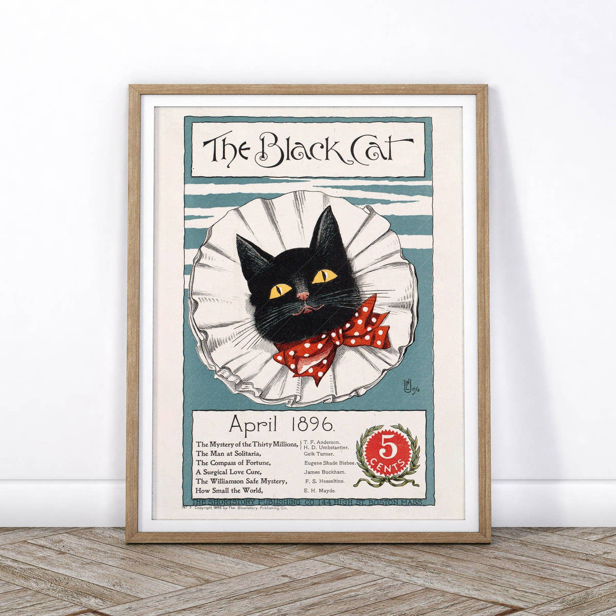 The Black Cat, Cover Magazine 1896, Vintage Cat Wall Art