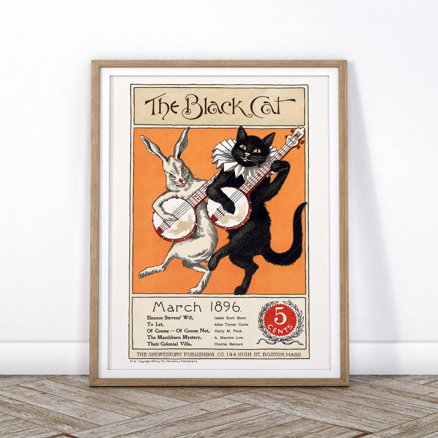 The Black Cat, Cover Magazine 1896, Vintage Cat Wall Art