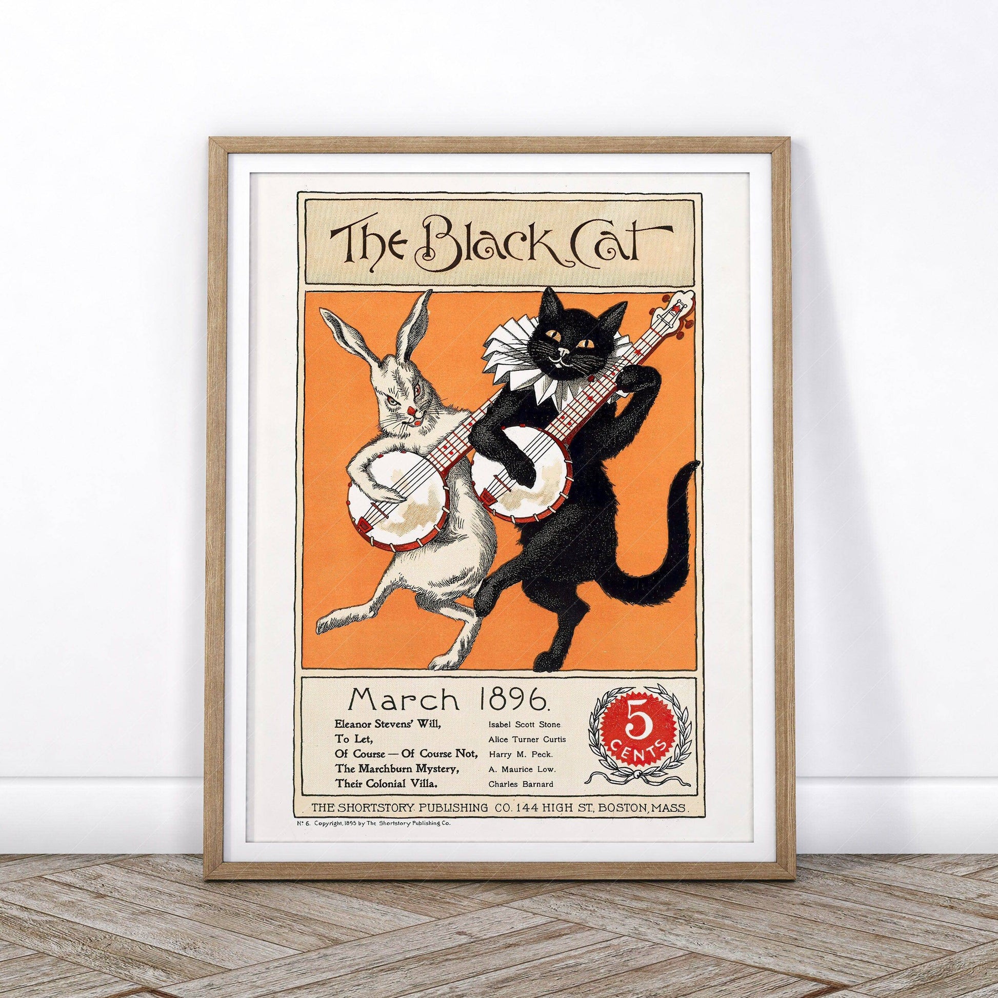 The Black Cat, Cover Magazine 1896, Vintage Cat Wall Art