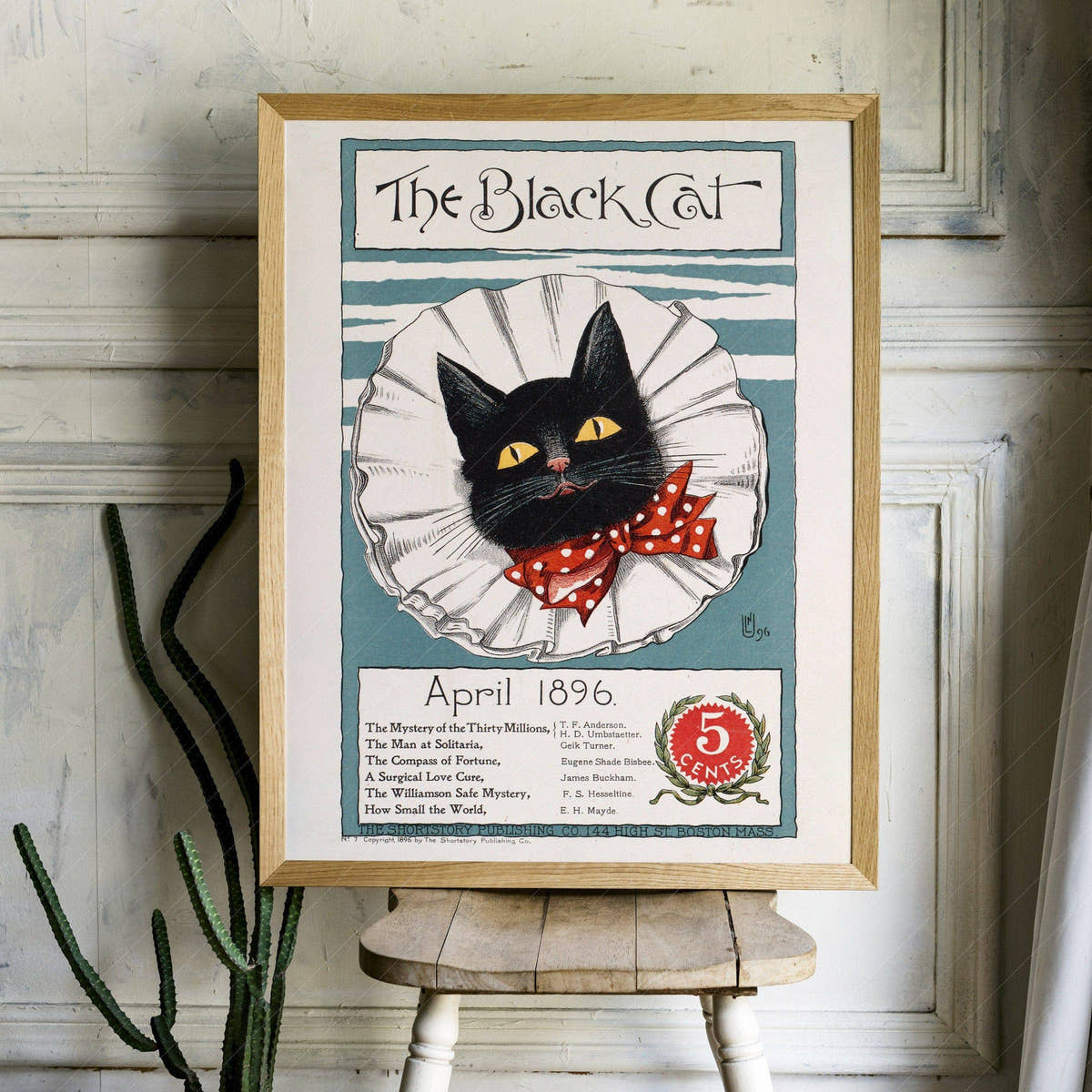 The Black Cat, Cover Magazine 1896, Vintage Cat Wall Art