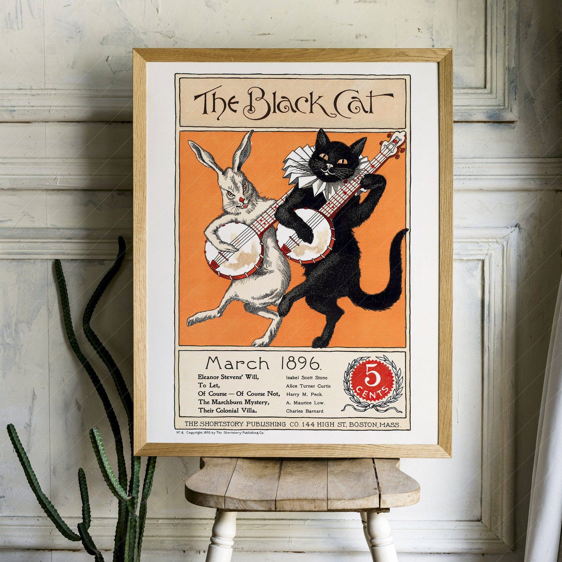 The Black Cat, Cover Magazine 1896, Vintage Cat Wall Art