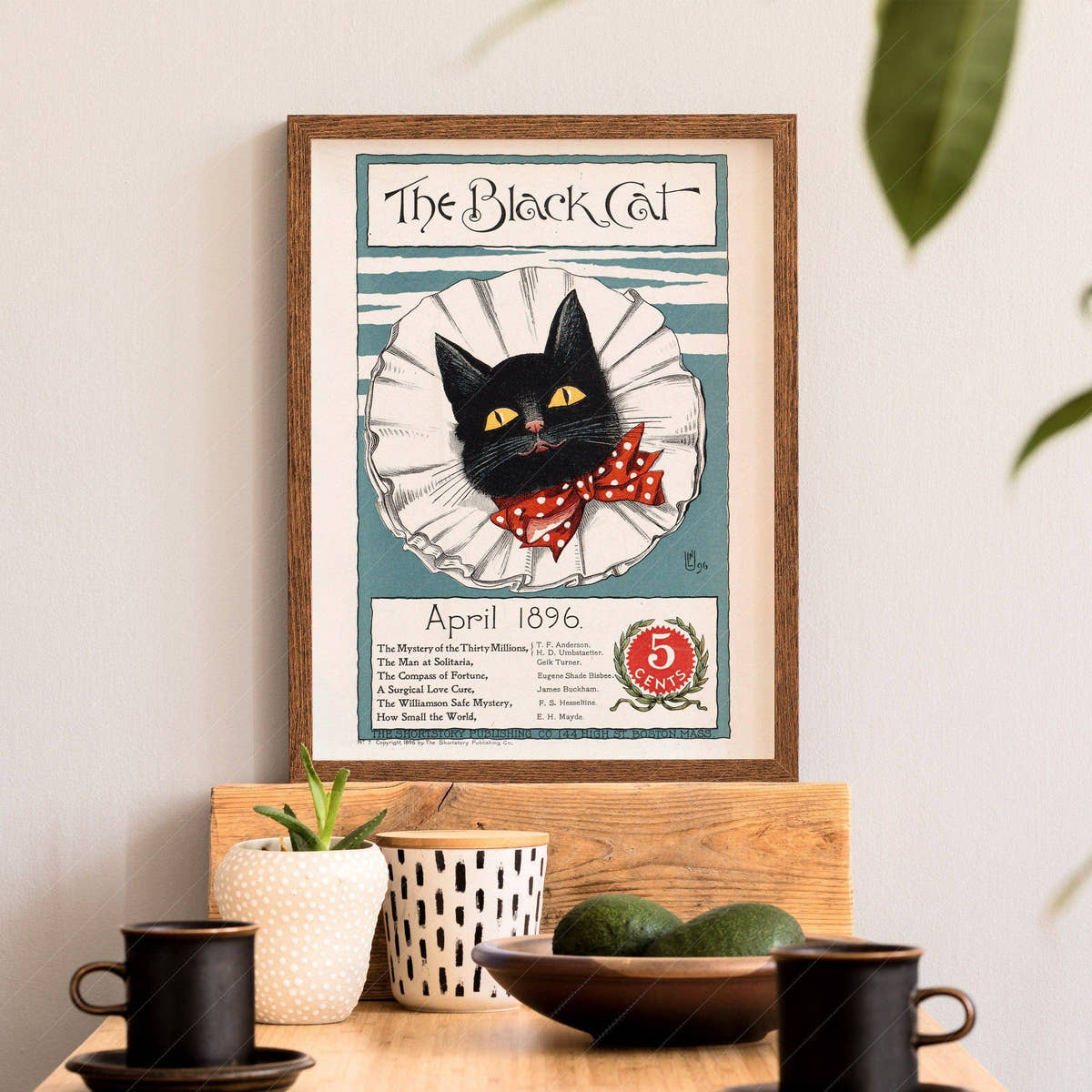 The Black Cat, Cover Magazine 1896, Vintage Cat Wall Art