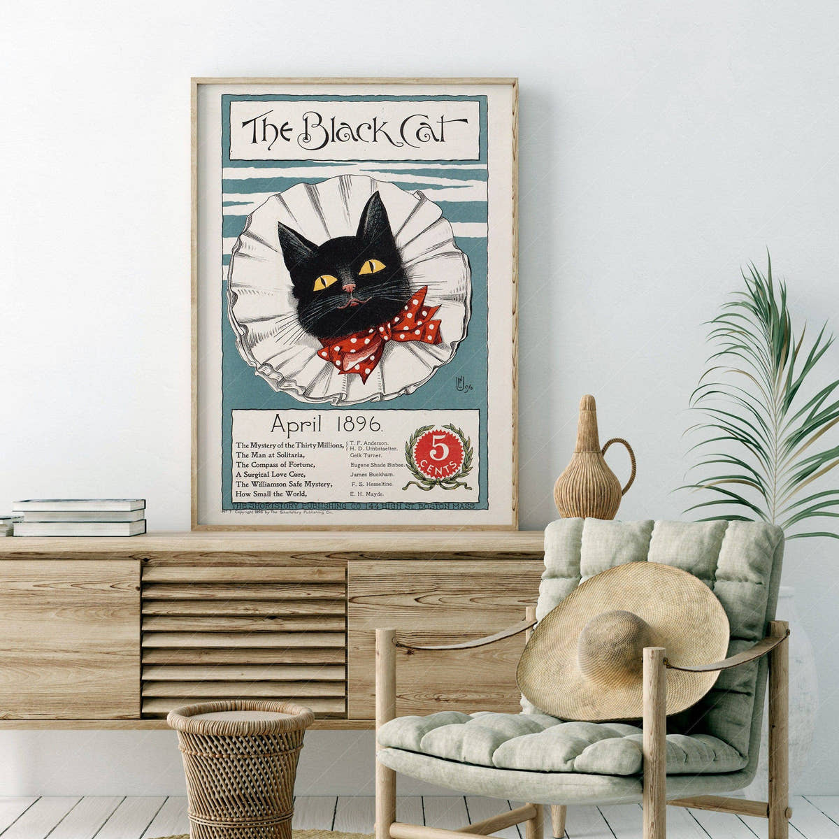 The Black Cat, Cover Magazine 1896, Vintage Cat Wall Art
