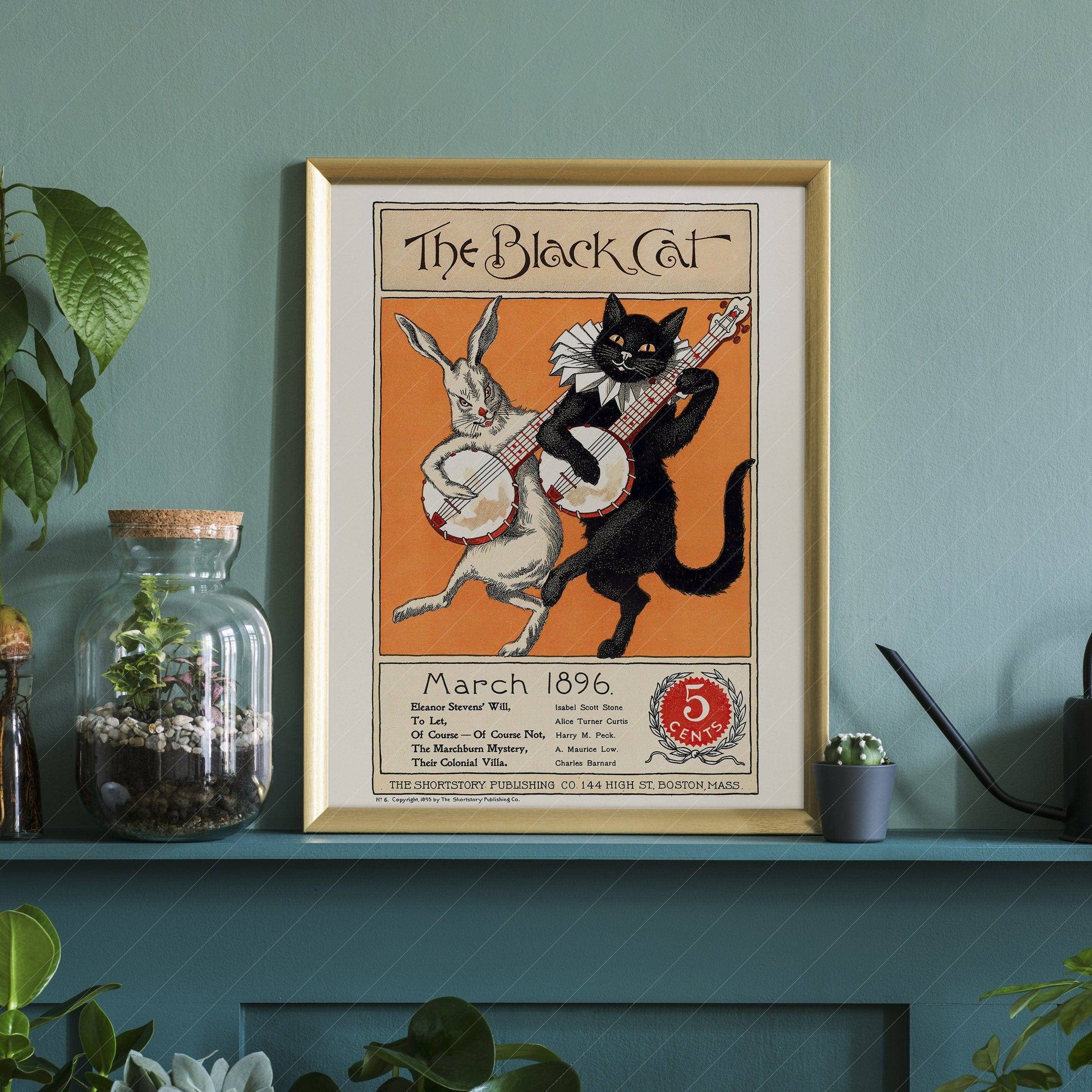 The Black Cat, Cover Magazine 1896, Vintage Cat Wall Art