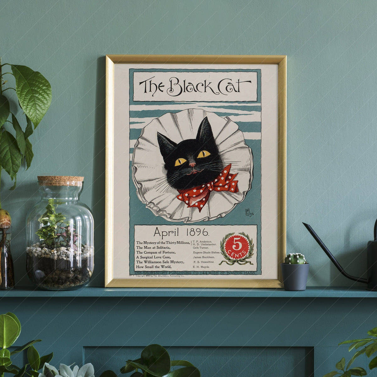 The Black Cat, Cover Magazine 1896, Vintage Cat Wall Art