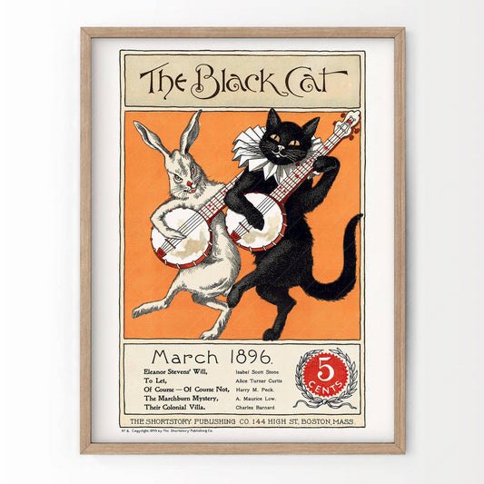 The Black Cat, Cover Magazine 1896, Vintage Cat Wall Art