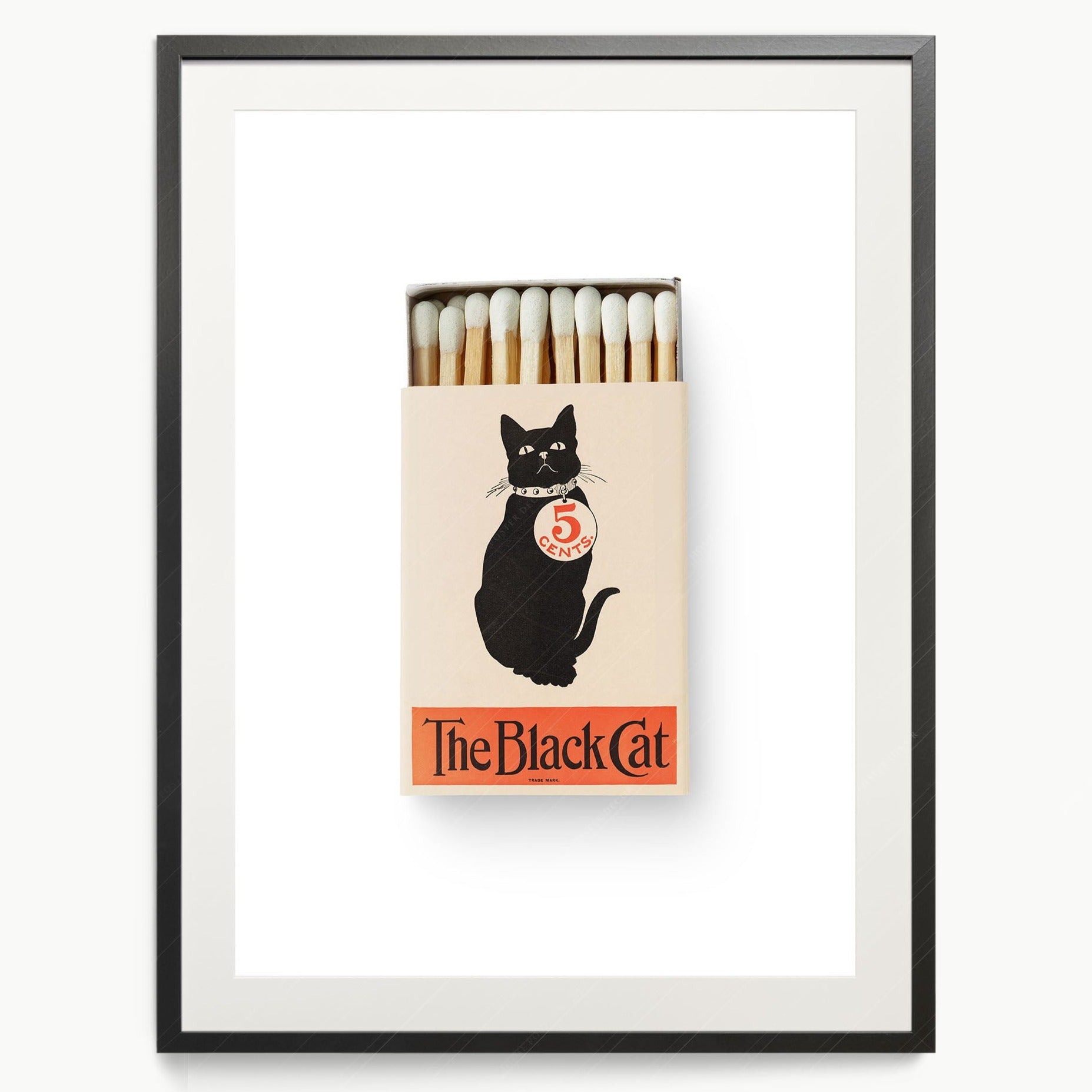 The black cat Print, Vintage matchbox print, Retro wall art