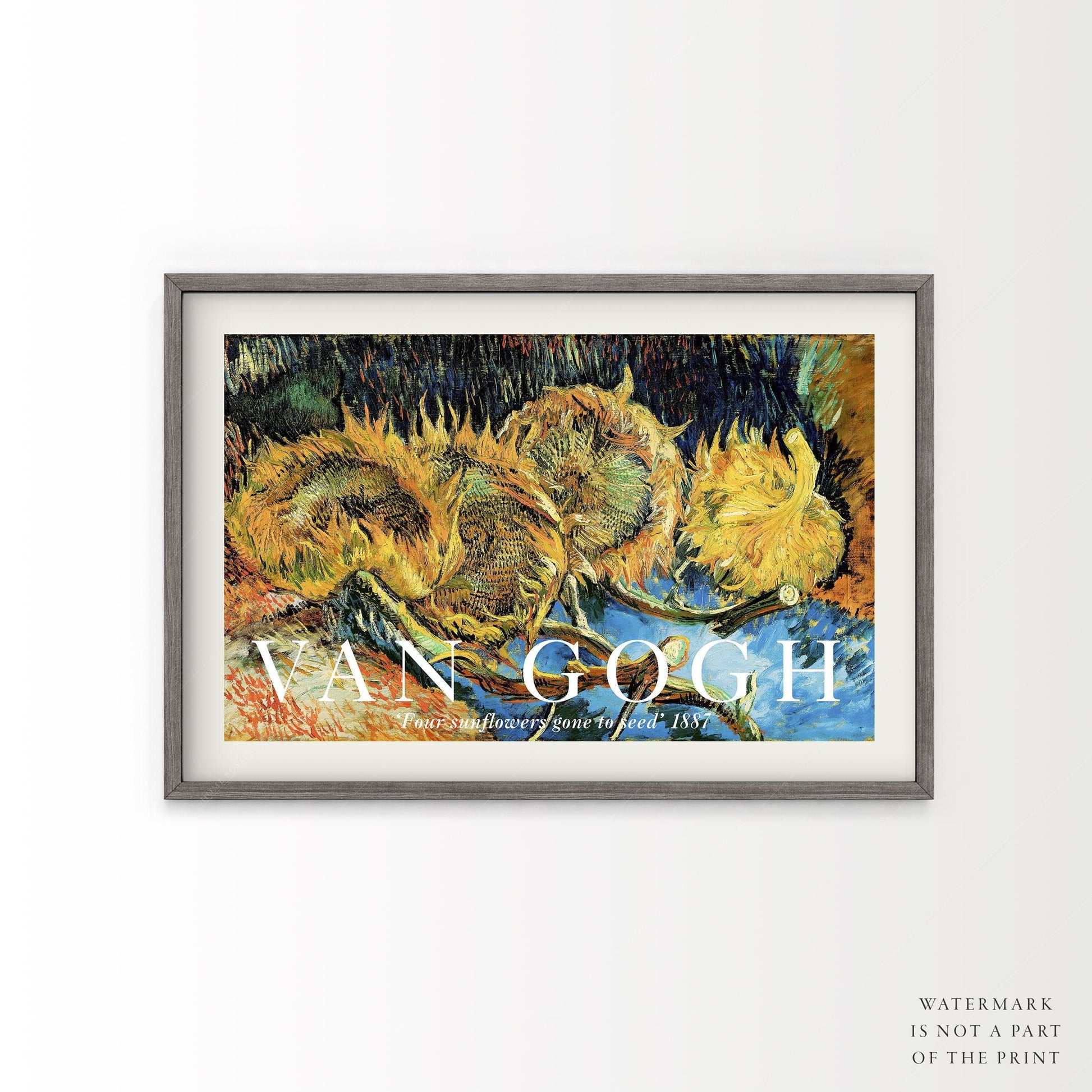 Van Gogh Poster, Four Sunflowers Gone to Seed, Yellow Flower, Bedroom Décor