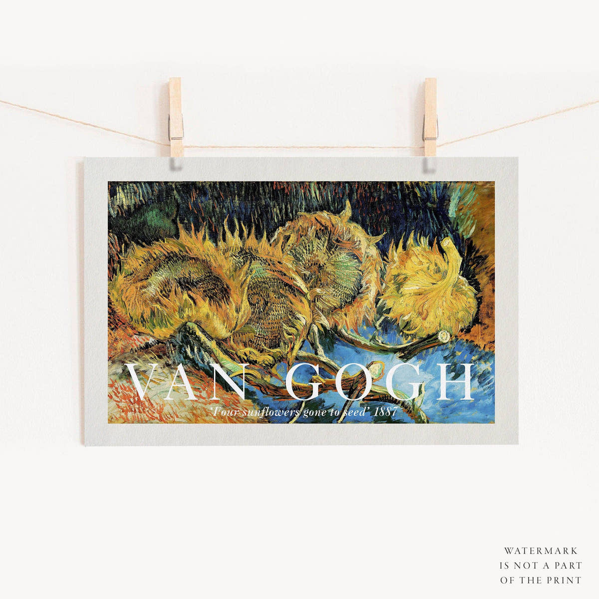 Van Gogh Poster, Four Sunflowers Gone to Seed, Yellow Flower, Bedroom Décor