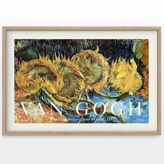 Van Gogh Poster, Four Sunflowers Gone to Seed, Yellow Flower, Bedroom Décor