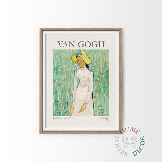 Van Gogh Poster, Girl in White, Wall Art, Post-Impressionist Portrait