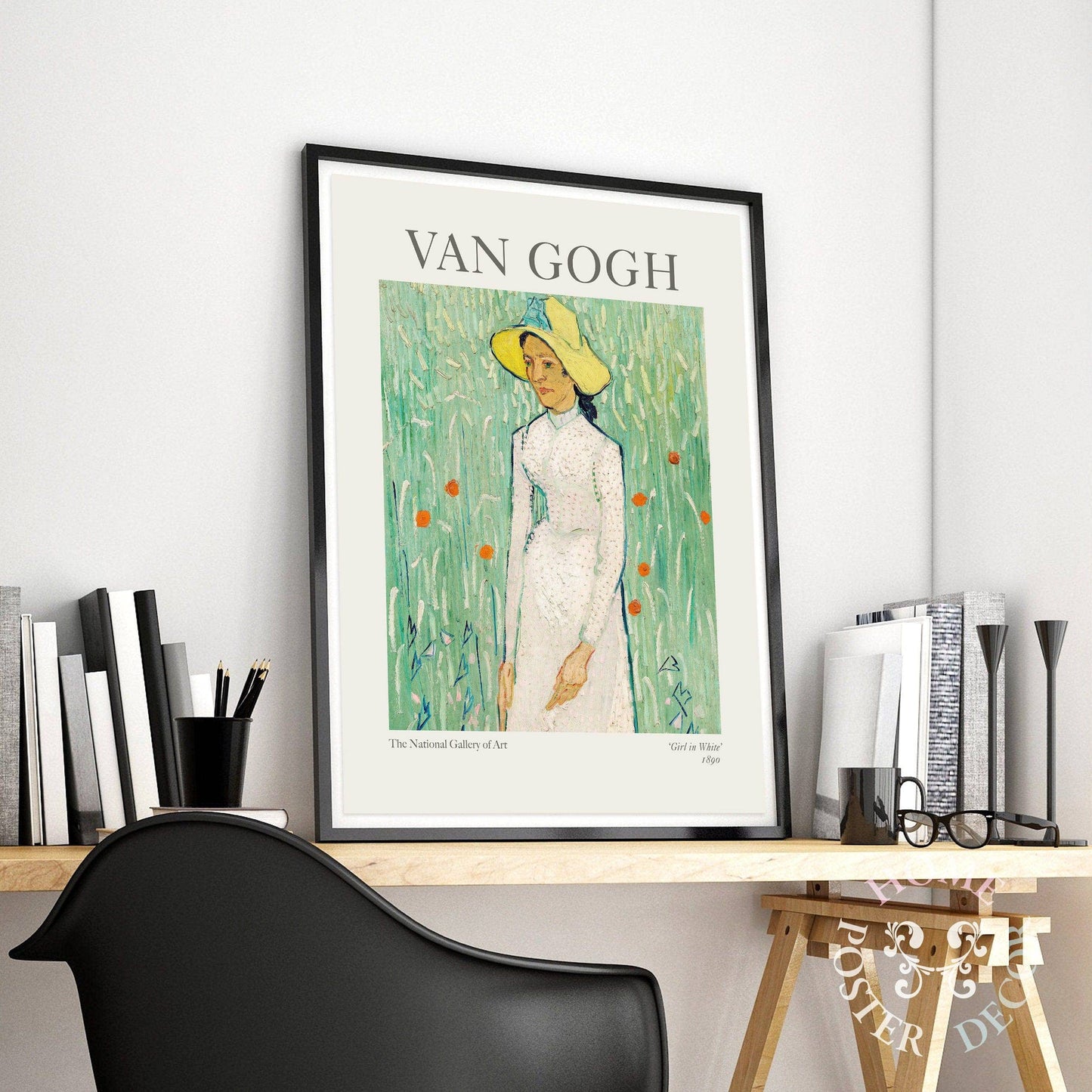 Van Gogh Poster, Girl in White, Wall Art, Post-Impressionist Portrait