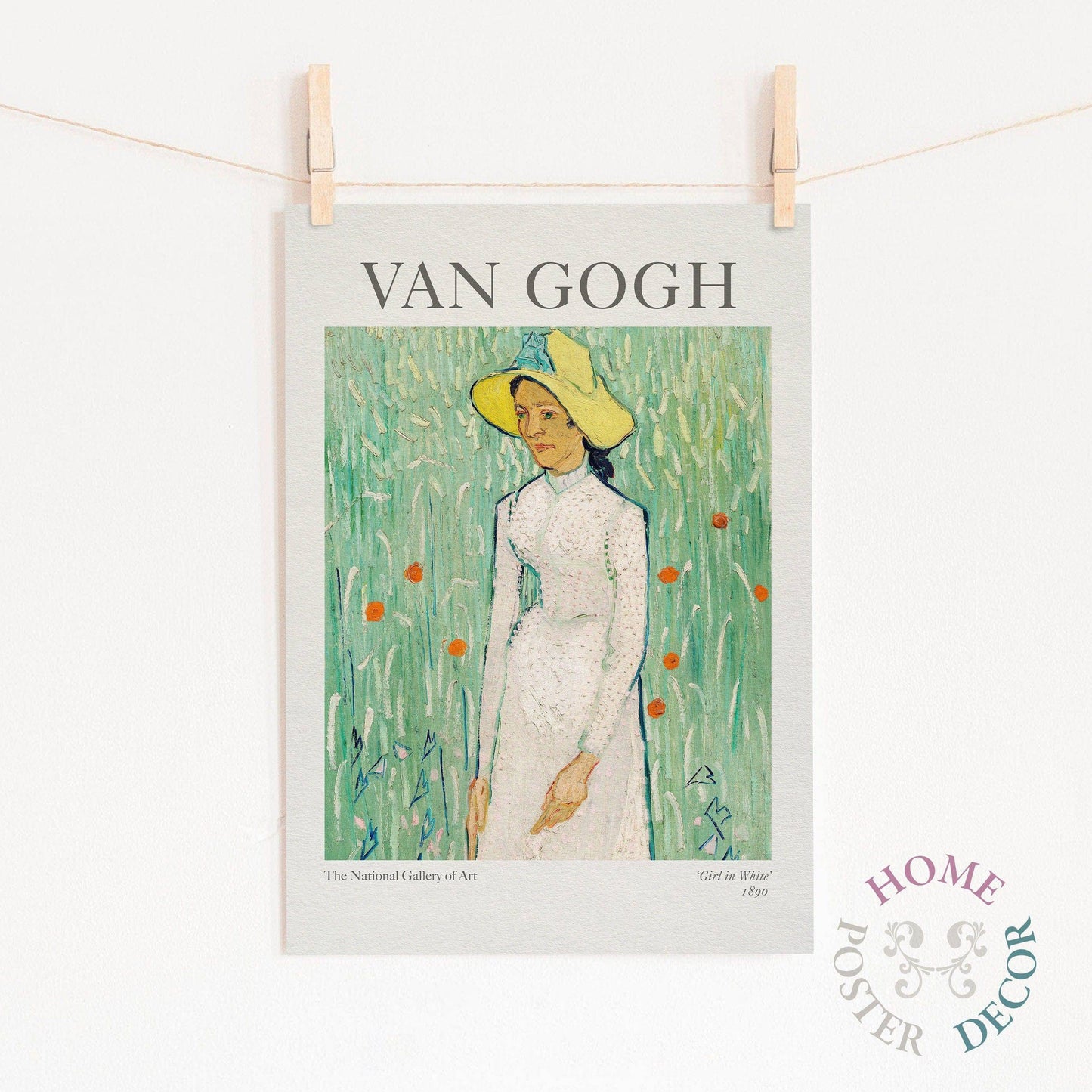 Van Gogh Poster, Girl in White, Wall Art, Post-Impressionist Portrait