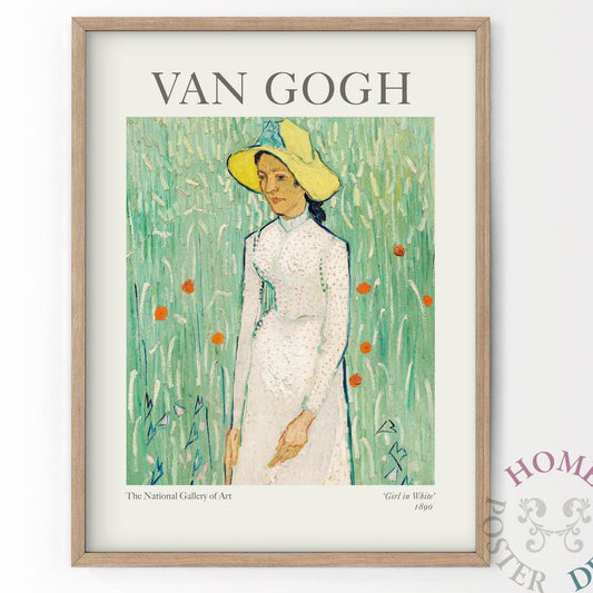 Van Gogh Poster, Girl in White, Wall Art, Post-Impressionist Portrait