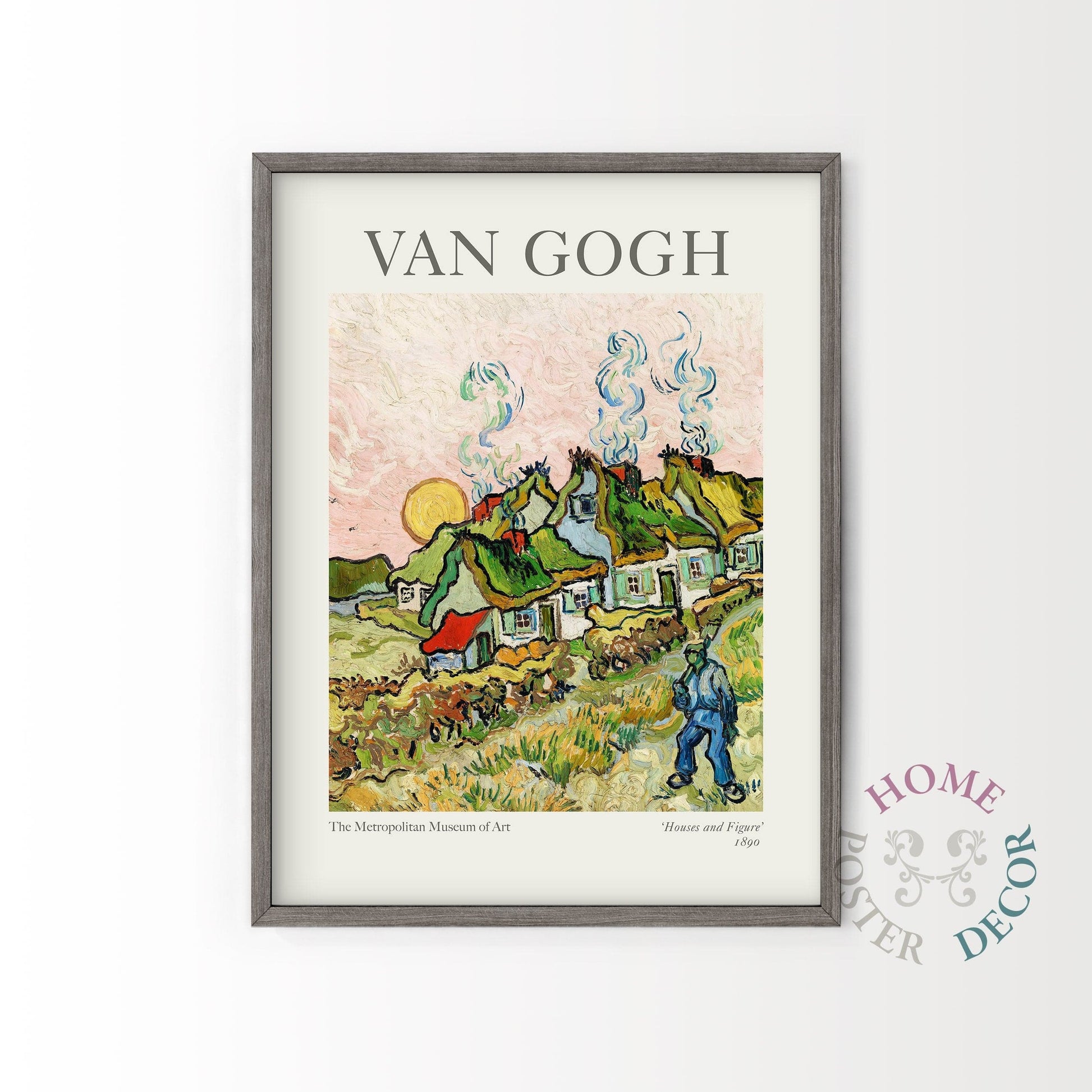 Van Gogh Poster, Houses and Figure