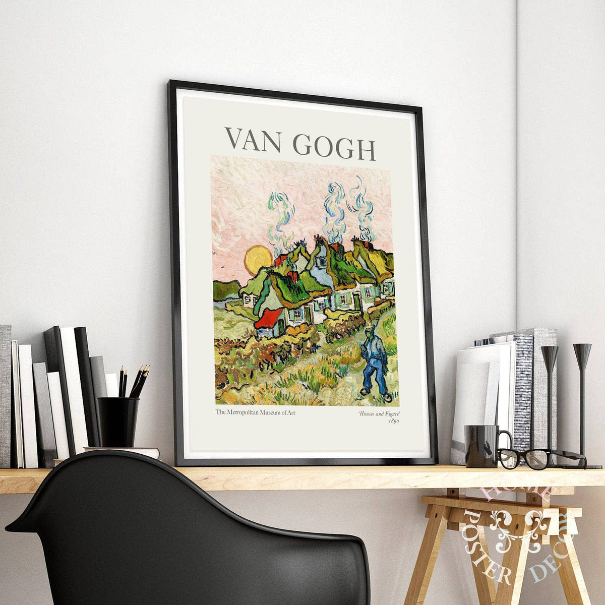 Van Gogh Poster, Houses and Figure