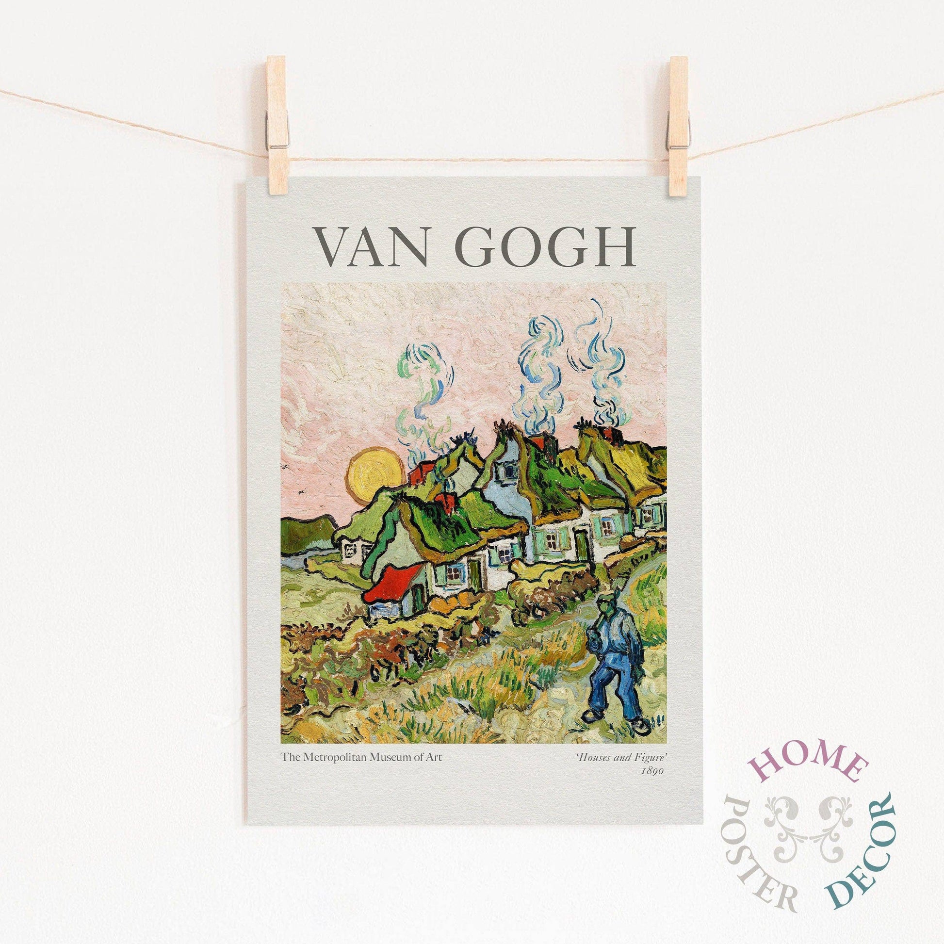 Van Gogh Poster, Houses and Figure