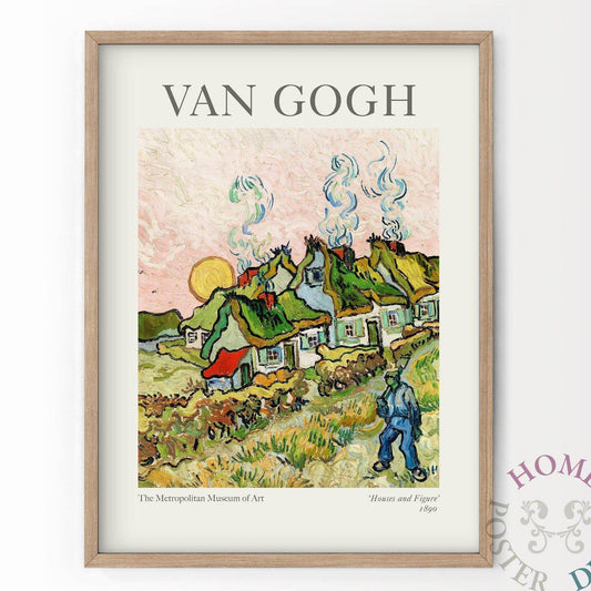 Van Gogh Poster, Houses and Figure