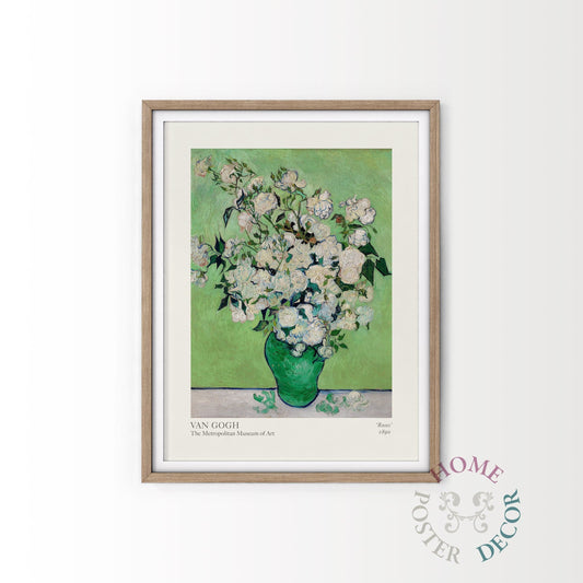 Van Gogh Poster, Roses in a Green Vase
