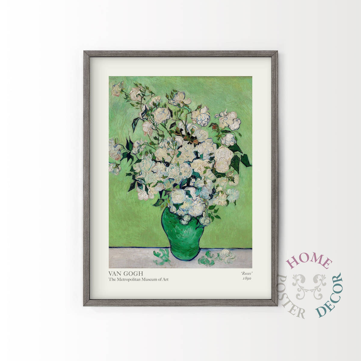Van Gogh Poster, Roses in a Green Vase