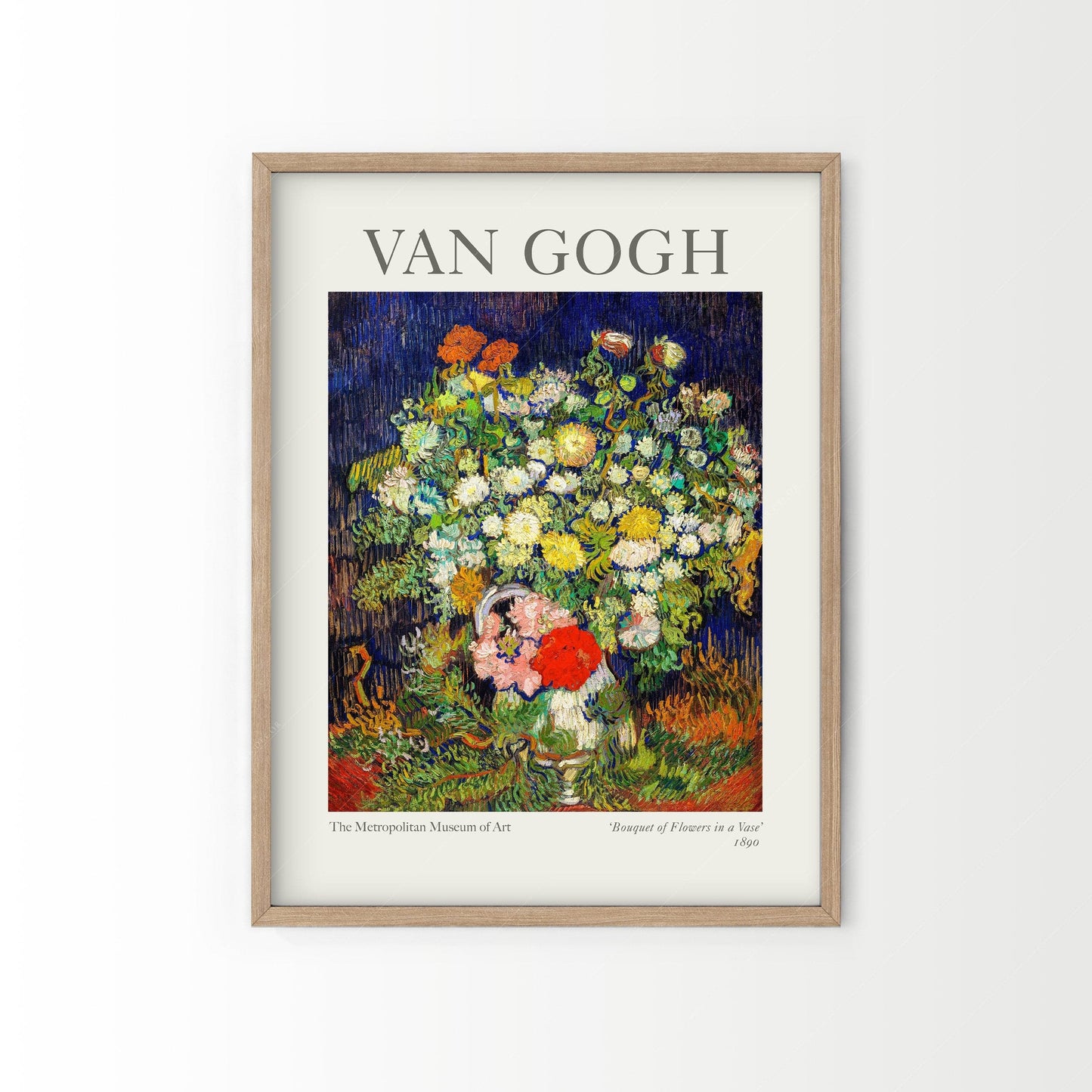 Van Gogh Print Set of 2, Van Gogh Self-Portrait, Bouquet of Flowers in a Vase