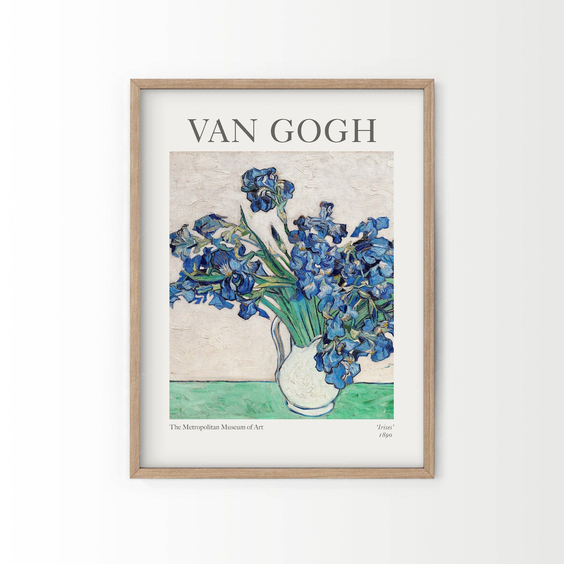 Van Gogh Prints, Set of 2 Wall Art, Irises and Self-Portrait with Hat