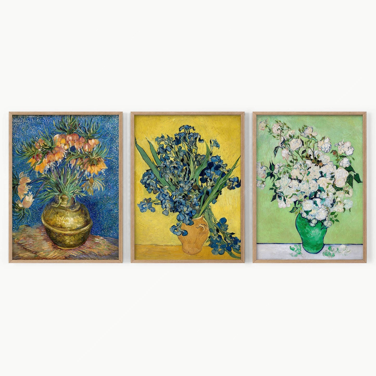 Vincent Van Gogh ,Set of 3 prints, Imperial Fritillaries in a Copper Vase, Irises and Roses