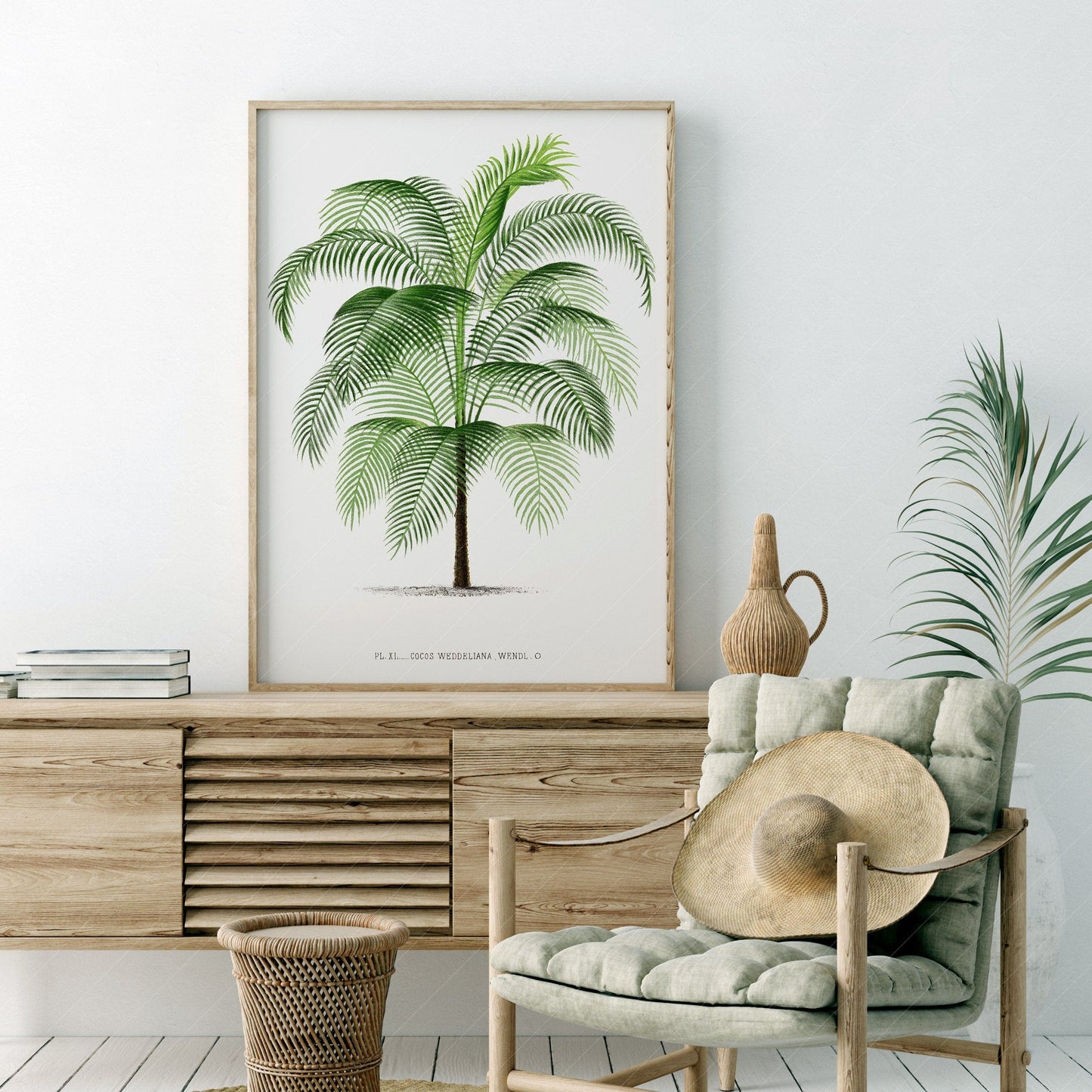 Vintage Palm Tree Poster, Antique wall decor, Botanical designs