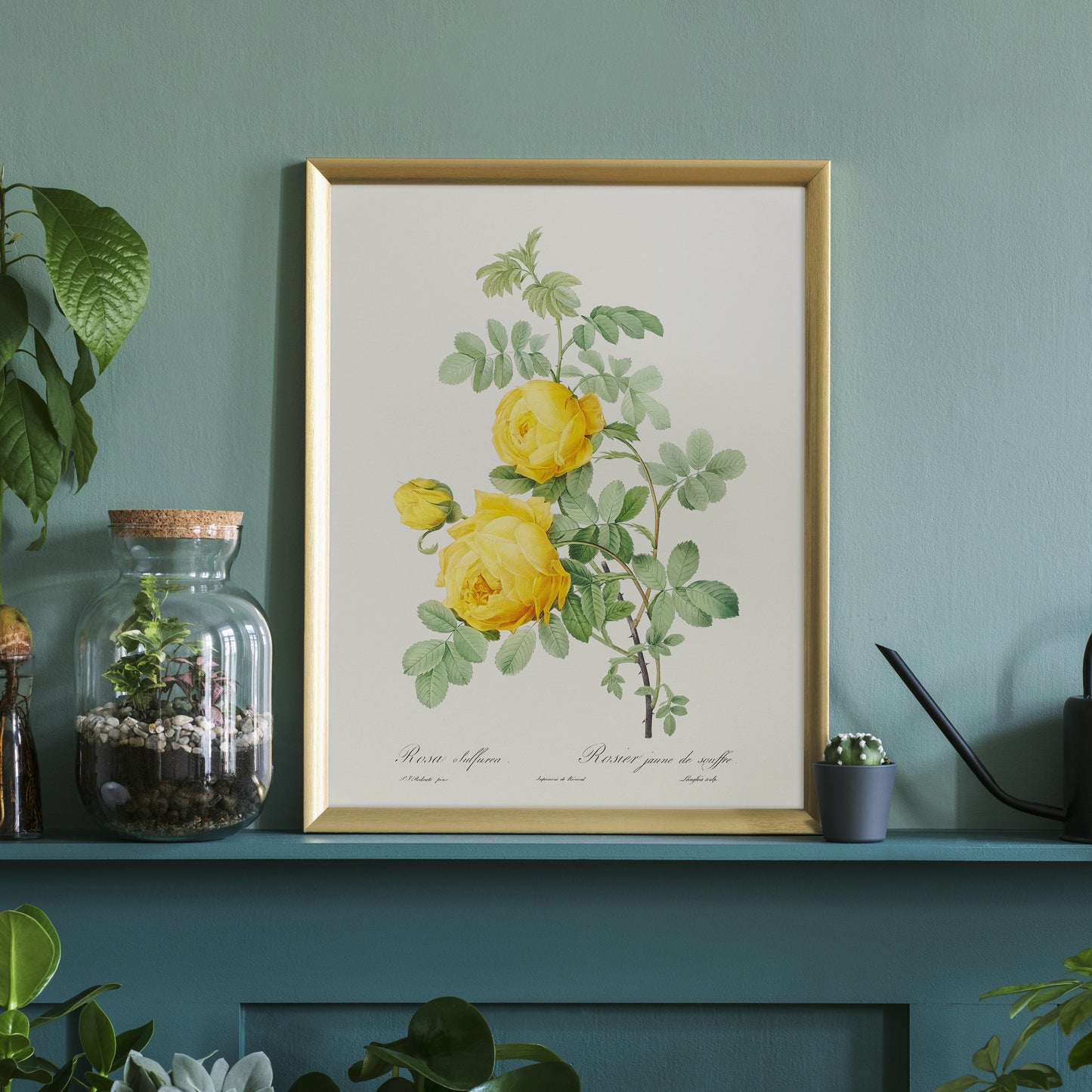 Vintage Yellow Roses Flower Print, Botanical Wall Art 03