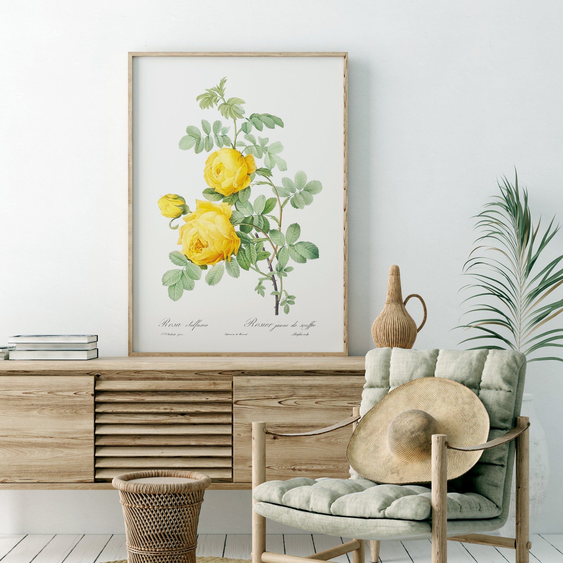 Vintage Yellow Roses Flower Print, Botanical Wall Art 03