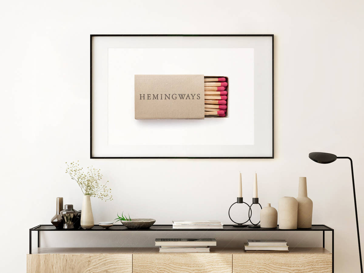 Vintage matchbox photography, Elegant wall art, Book lover gift, Hemingways