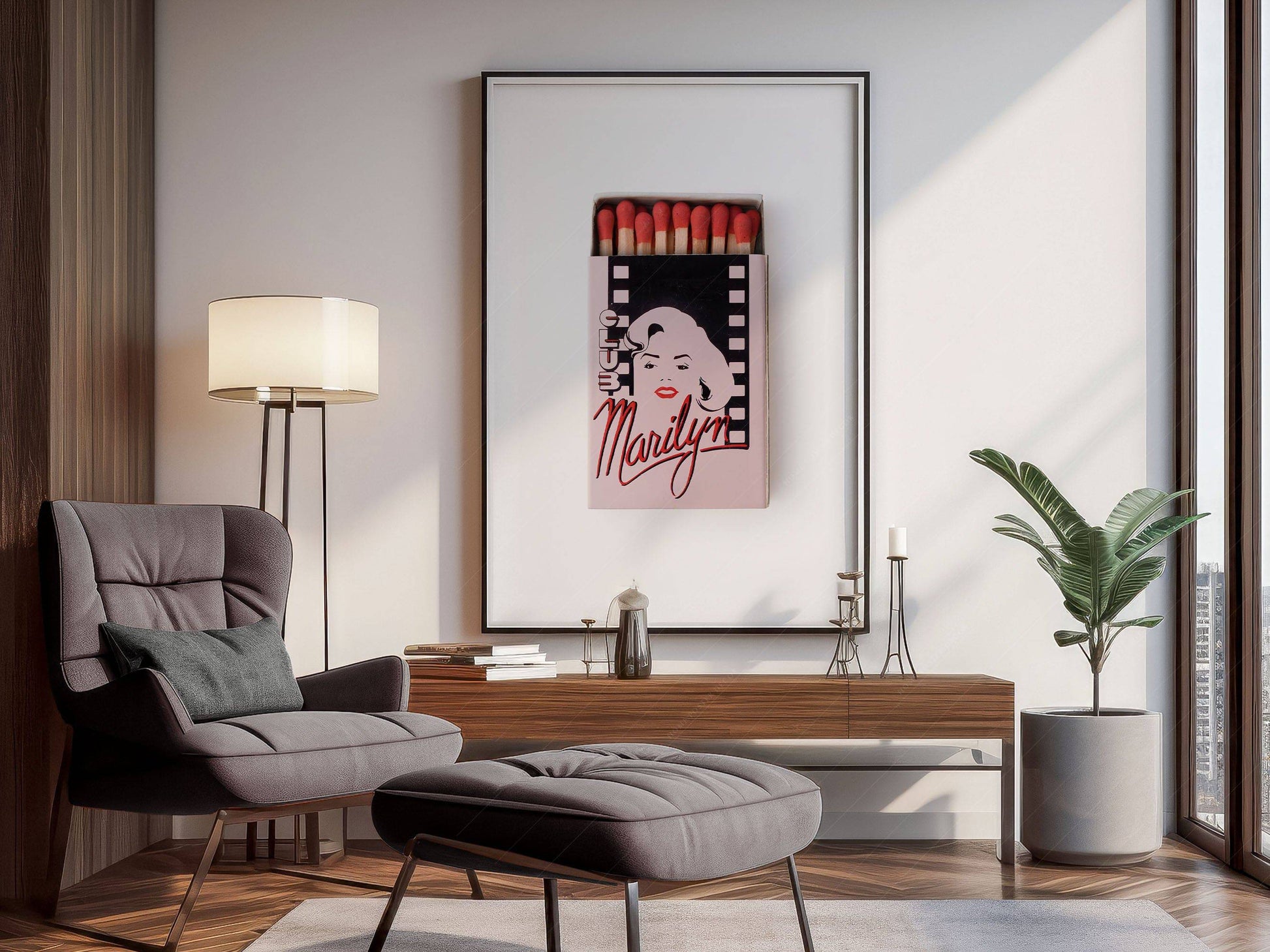 Vintage matchbox poster, Retro wall art, Club Marilyn, Paris nightclub