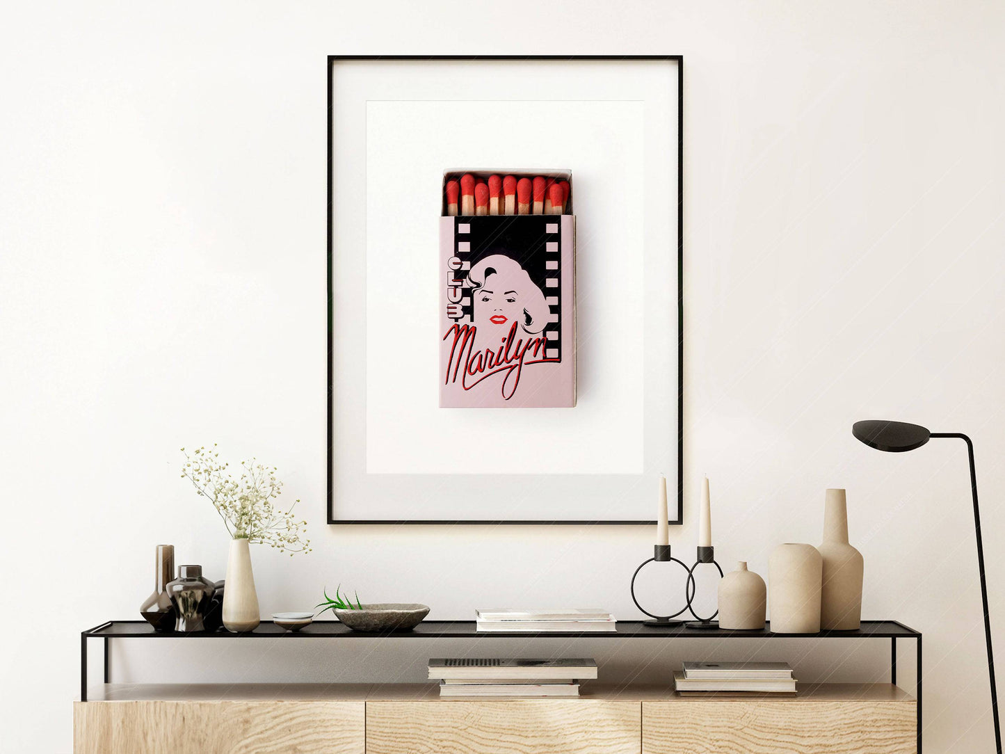 Vintage matchbox poster, Retro wall art, Club Marilyn, Paris nightclub