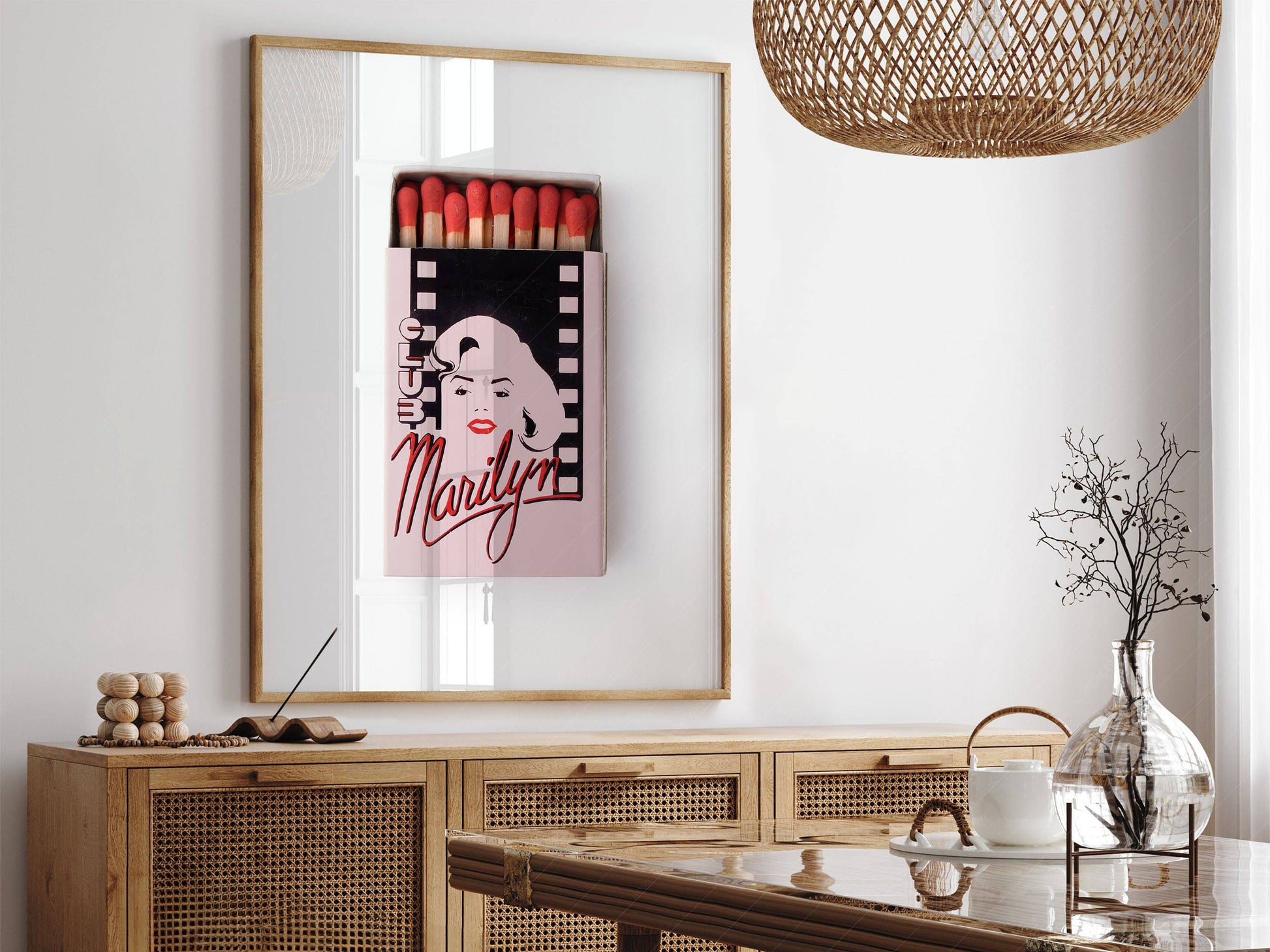 Vintage matchbox poster, Retro wall art, Club Marilyn, Paris nightclub