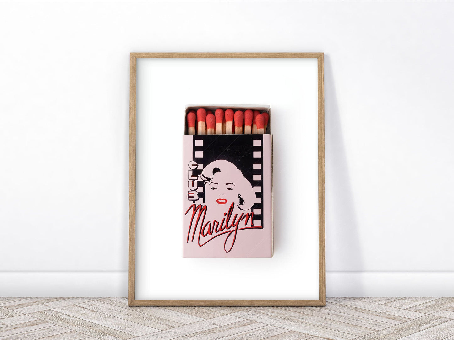 Vintage matchbox poster, Retro wall art, Club Marilyn, Paris nightclub