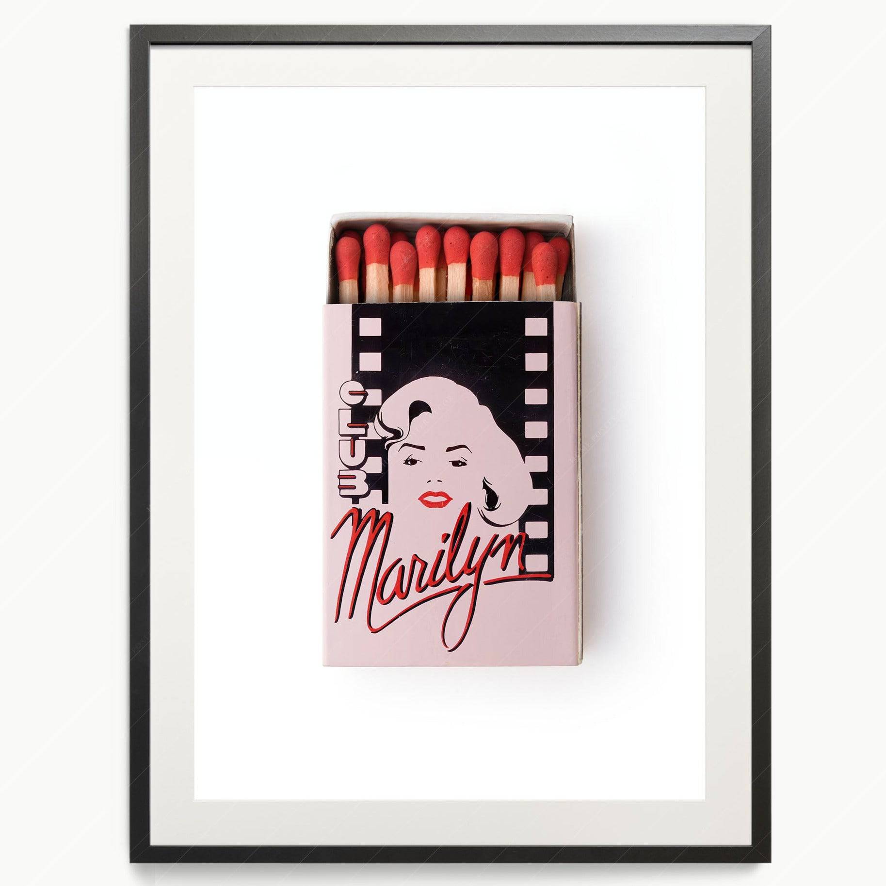 Vintage matchbox poster, Retro wall art, Club Marilyn, Paris nightclub