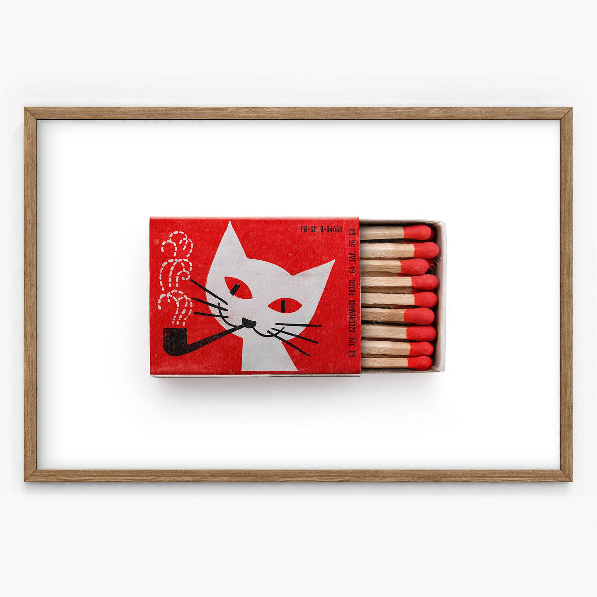 Vintage matchbox print, Black Cat, Retro wall art