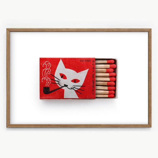 Vintage matchbox print, Black Cat, Retro wall art