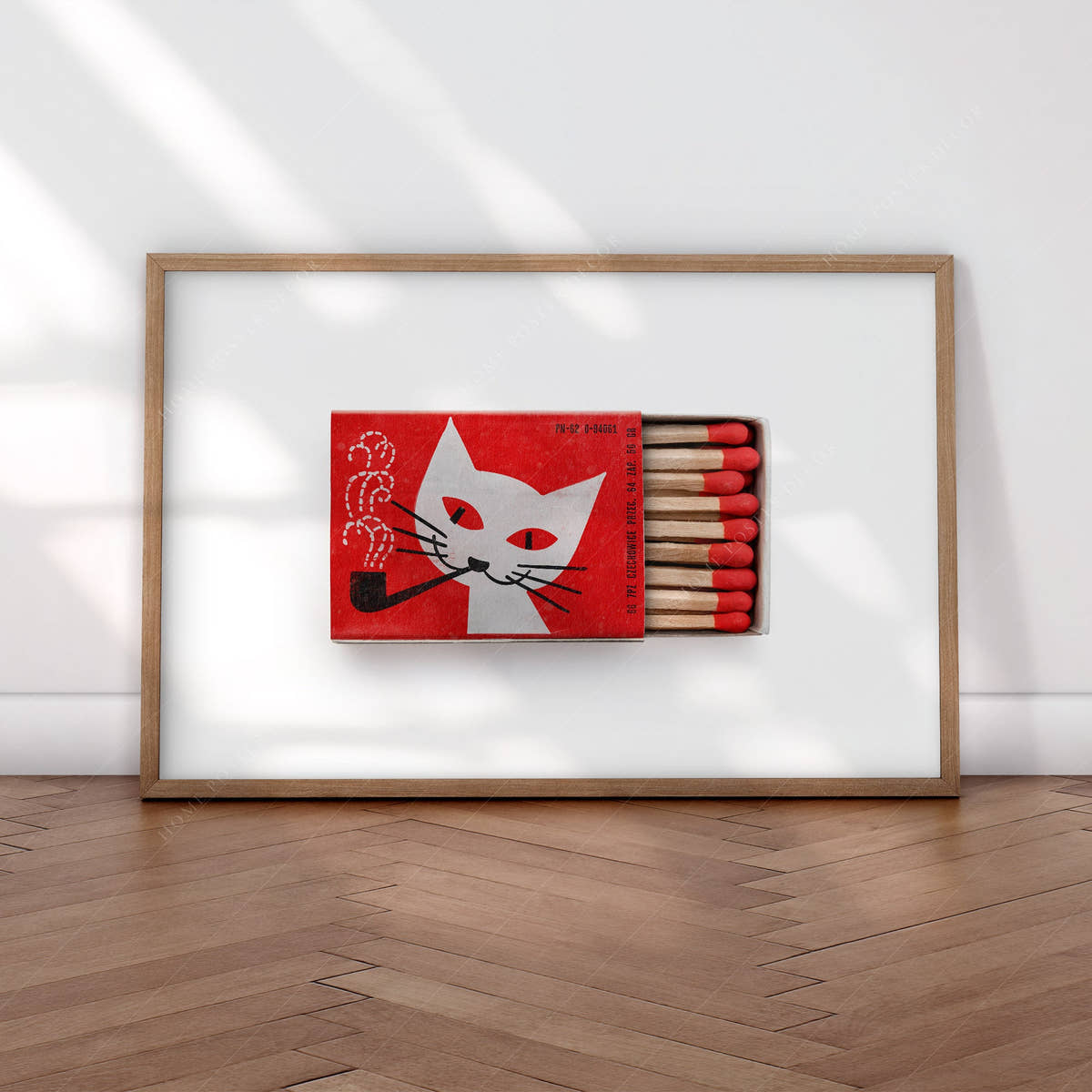 Vintage matchbox print, Black Cat, Retro wall art