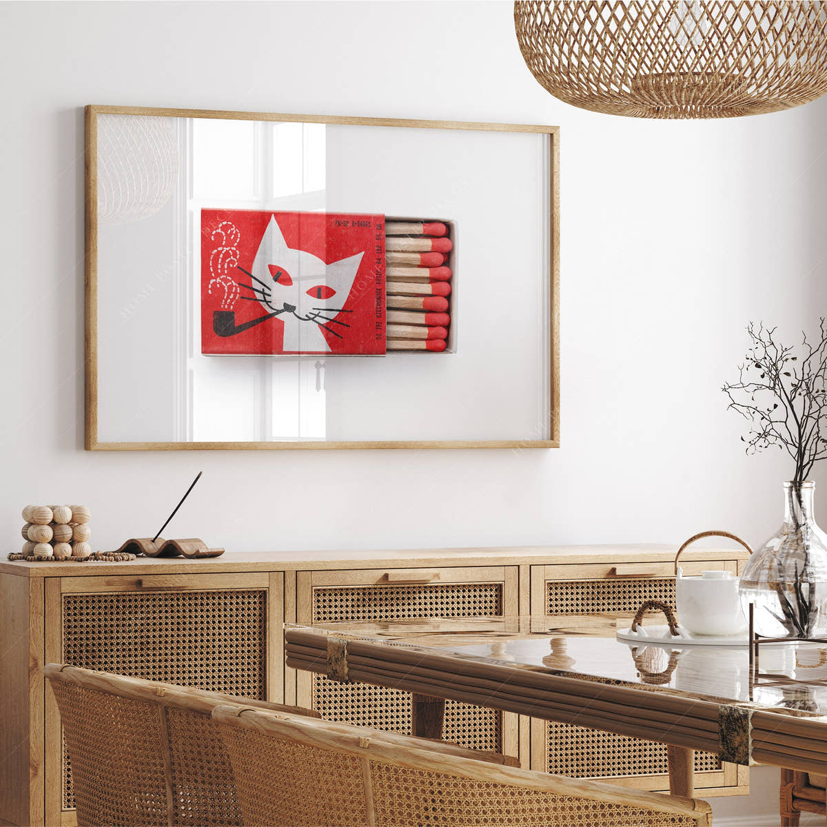 Vintage matchbox print, Black Cat, Retro wall art
