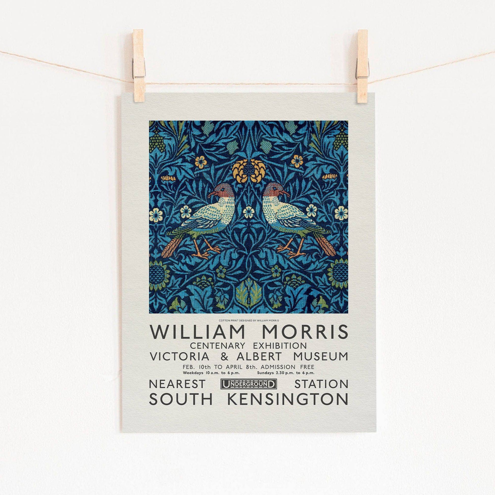 William Morris, Bird Poster, Victoria and Albert Museum Exhibition