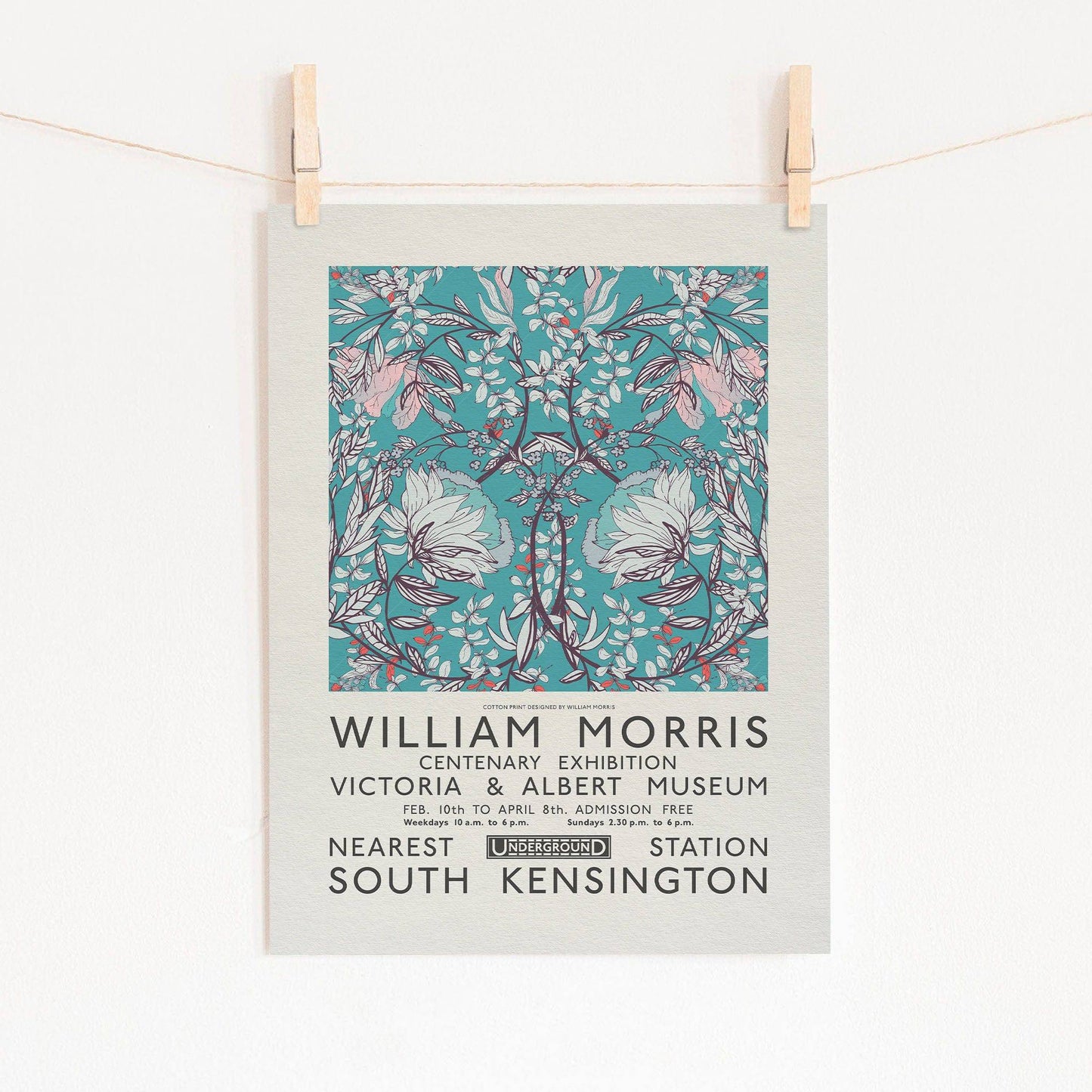 William Morris, Blue Floral , Fine Art Print