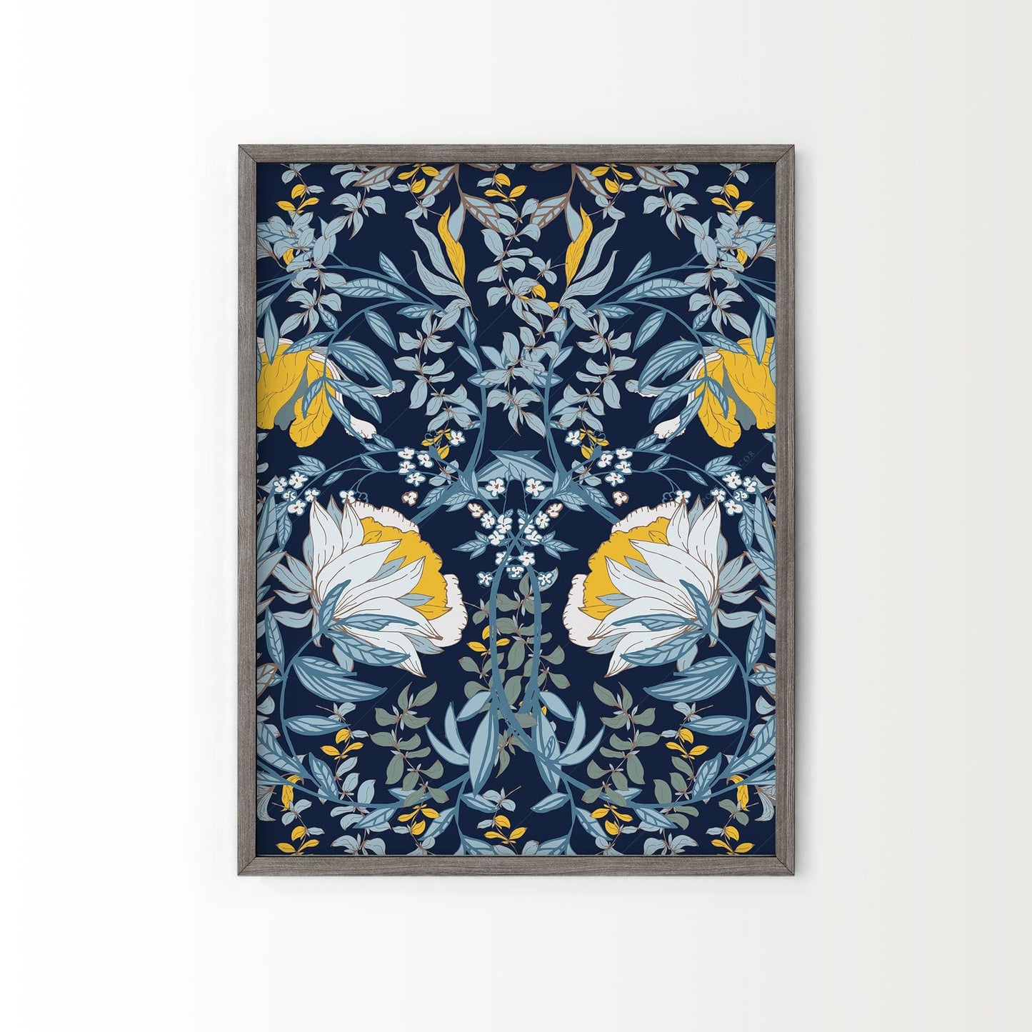 William Morris, Blue Floral Poster, Fine Art Print