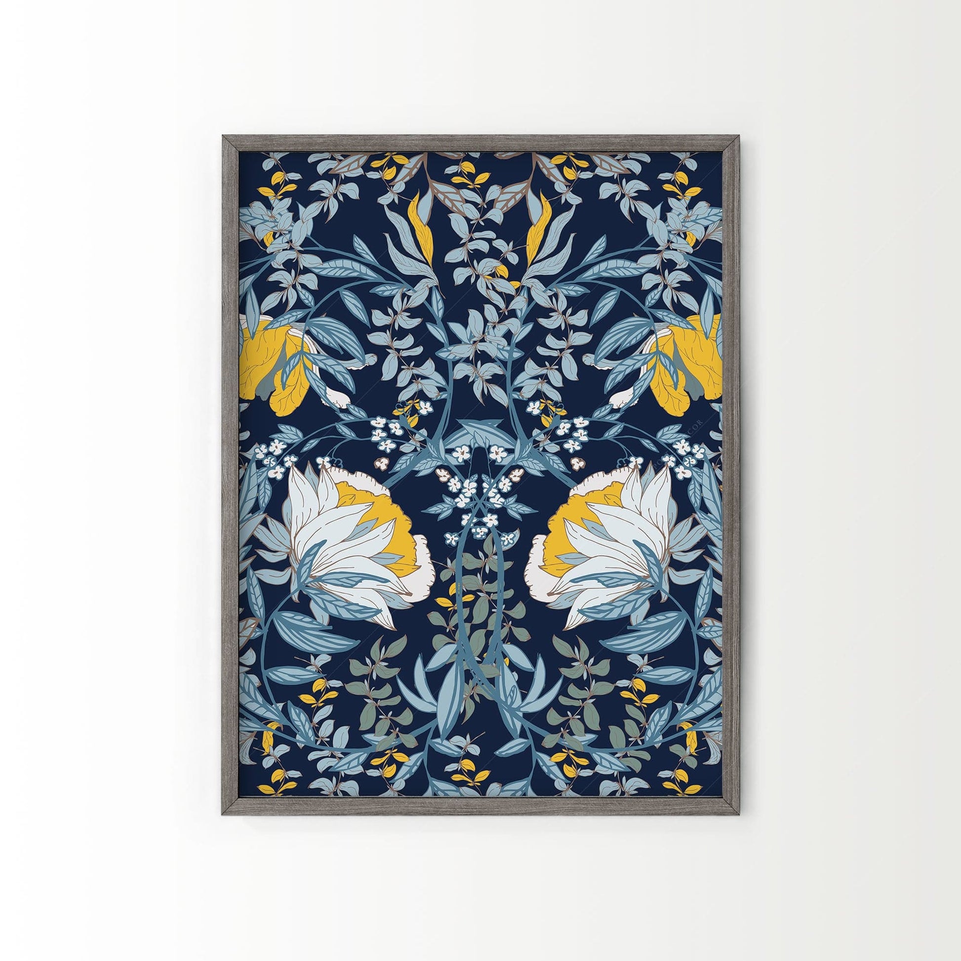 William Morris, Blue Floral Poster, Fine Art Print