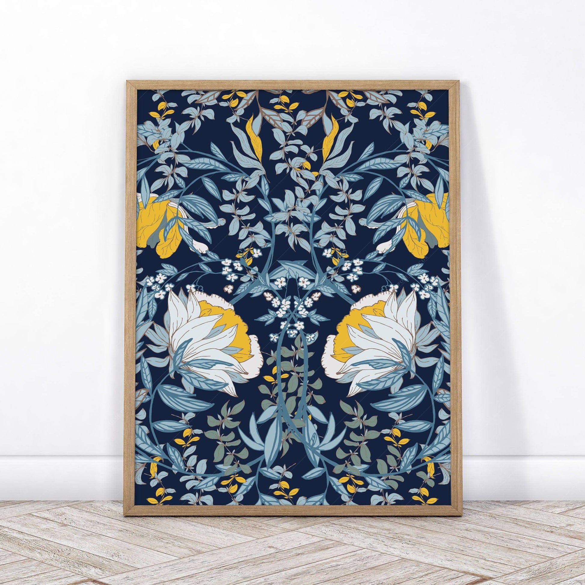 William Morris, Blue Floral Poster, Fine Art Print