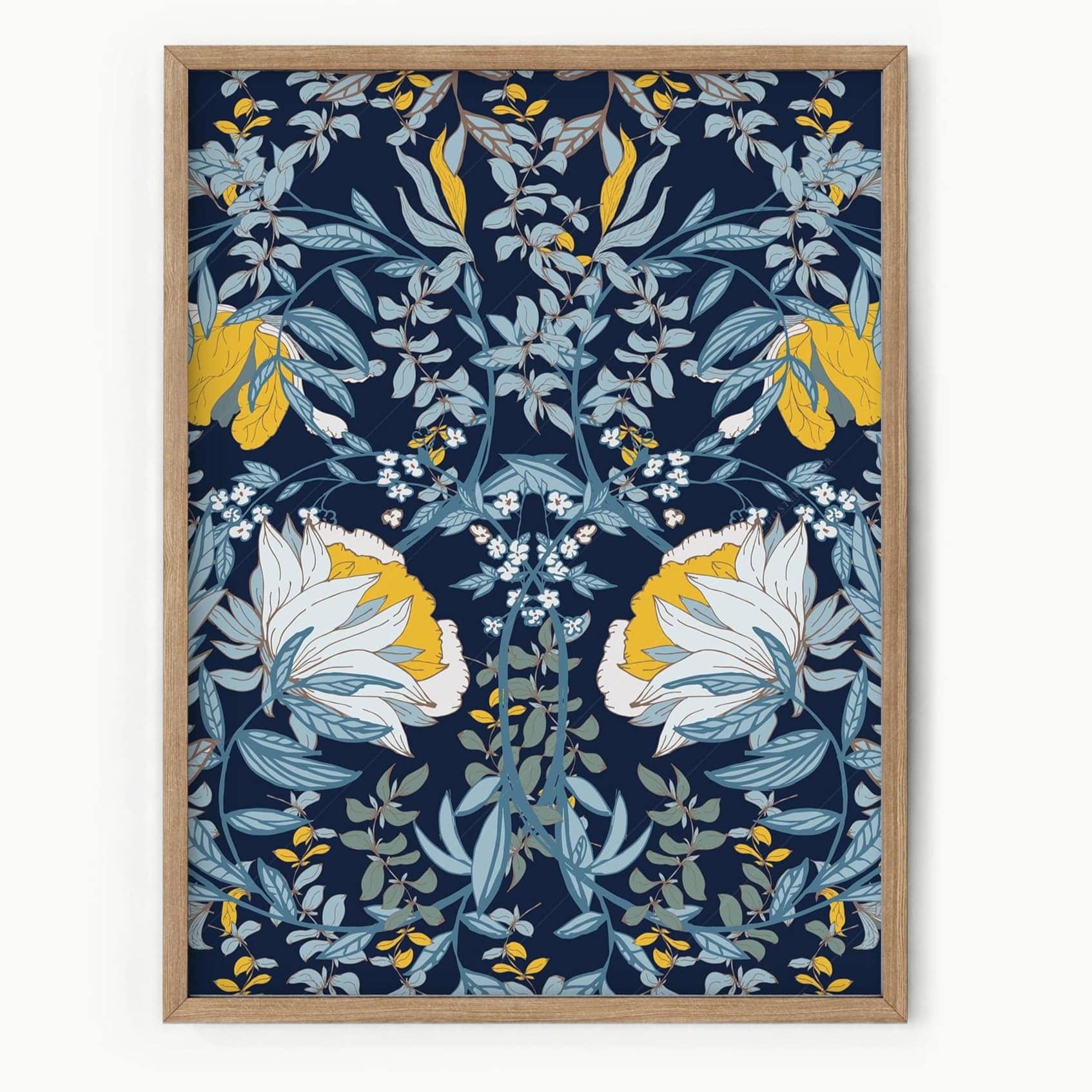 William Morris, Blue Floral Poster, Fine Art Print