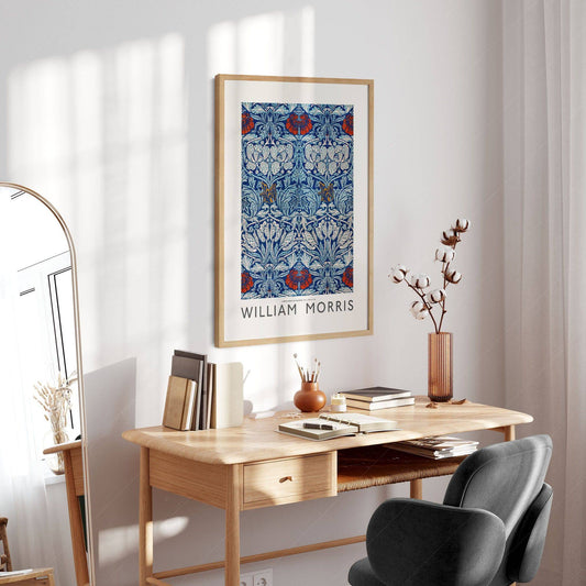 William Morris, Blue Floral Wall Art, Fine Art Print