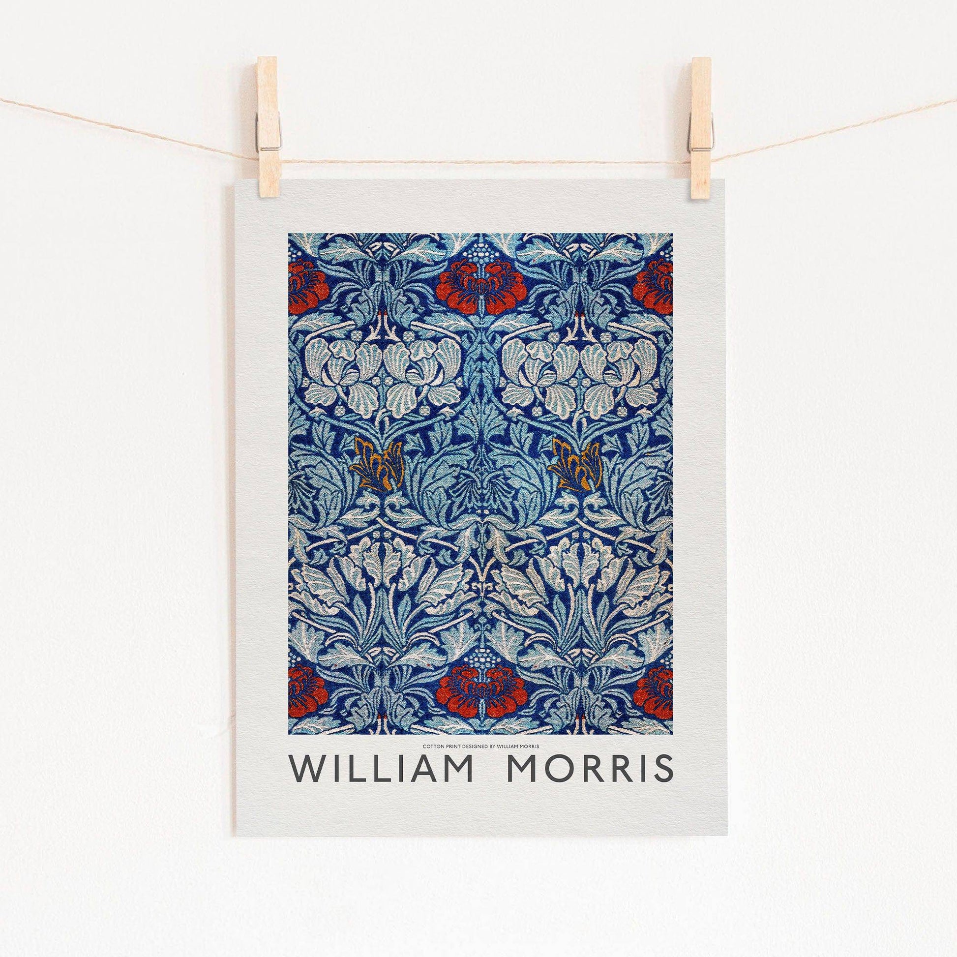 William Morris, Blue Floral Wall Art, Fine Art Print