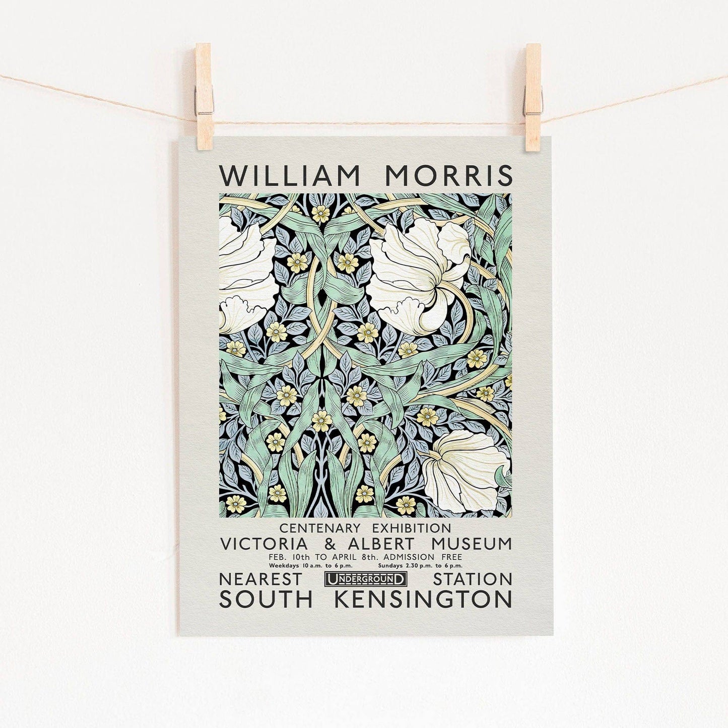 William Morris, Pimpernel Poster, Floral Trellis pattern